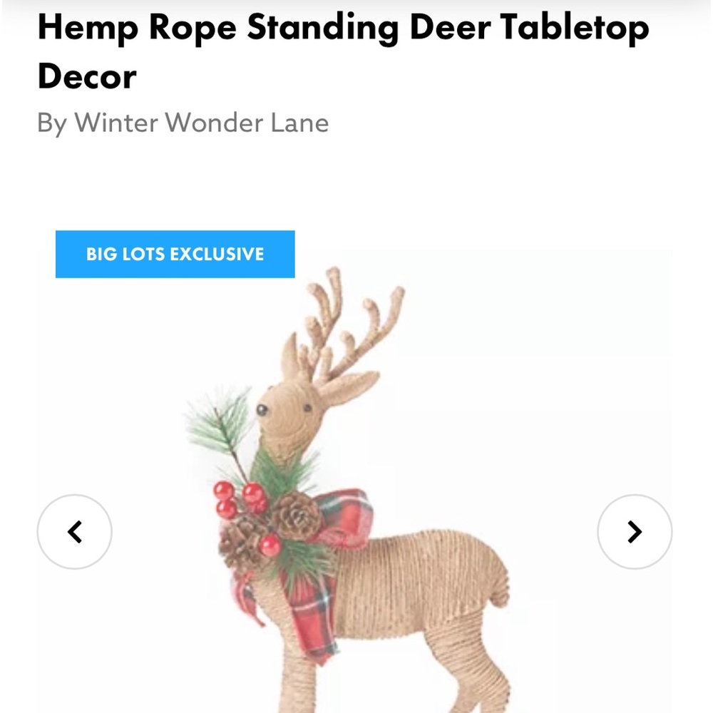 Hemp rope standing deer table top decor christmas